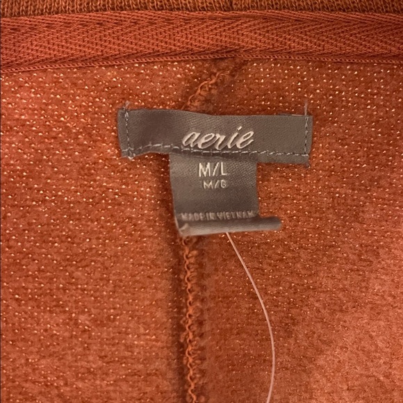 NWT Aerie oversized fleece hoodie Open front poncho cardigan M/L burnt orange - Picture 5 of 9